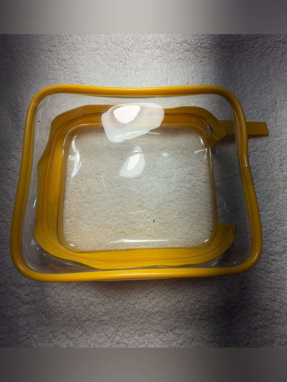 SOL DE JANEIRO CLEAR MAKEUP BAG TRAVEL CASE YELLOW ZIPPER EMPTY